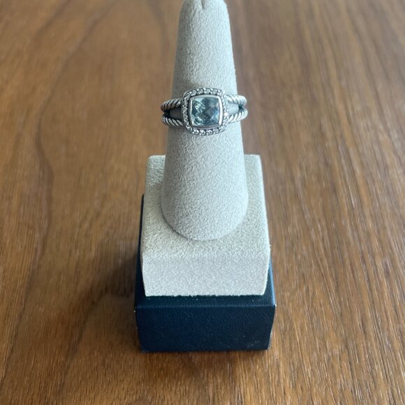 David Yurman Prasiolite Diamond and 925 Sterling Silver Ring - Picture 6 of 13
